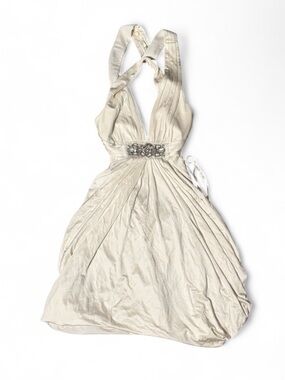 BCBG White Embellished Halter Cocktail Dress